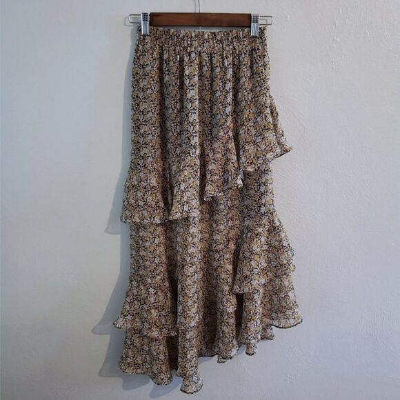 MinkPink Nahla Floral Frill Tiered Midi Skirt Size Small NWOT - Picture 6 of 6